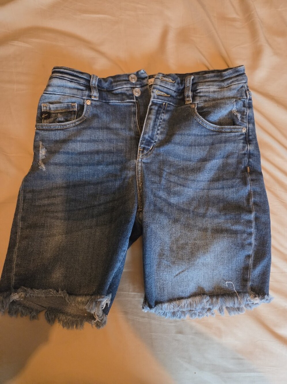 KanCan Dark Blue Distressed Jean Shorts